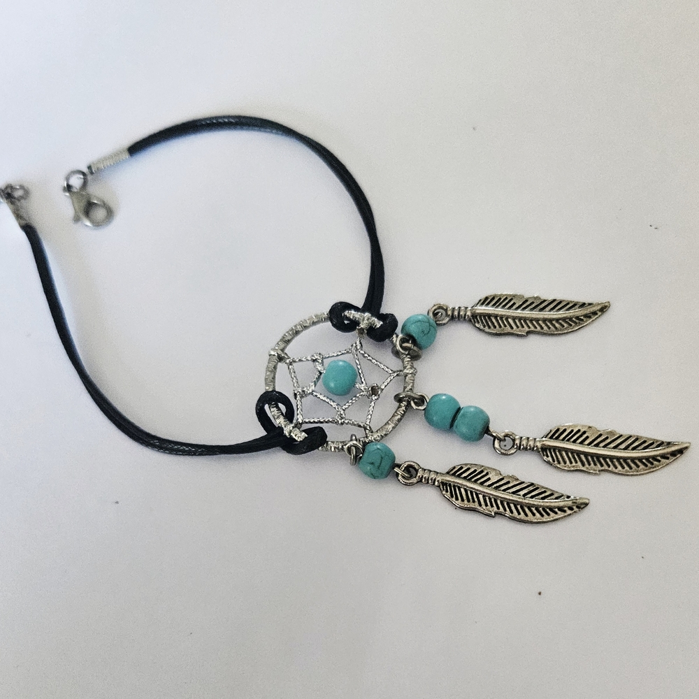 Silver and Turquoise Dreamcatcher Bracelet
